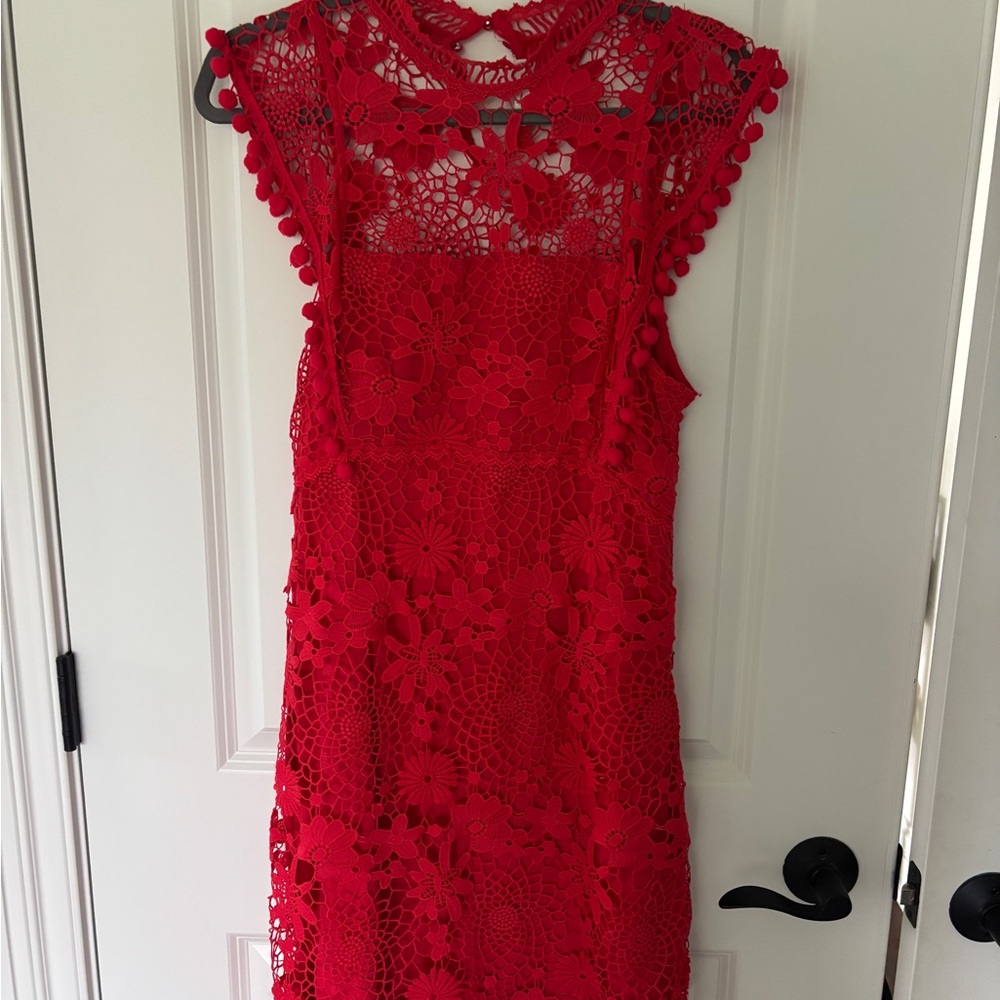 Lace + Fringe Party Dress  Sz S